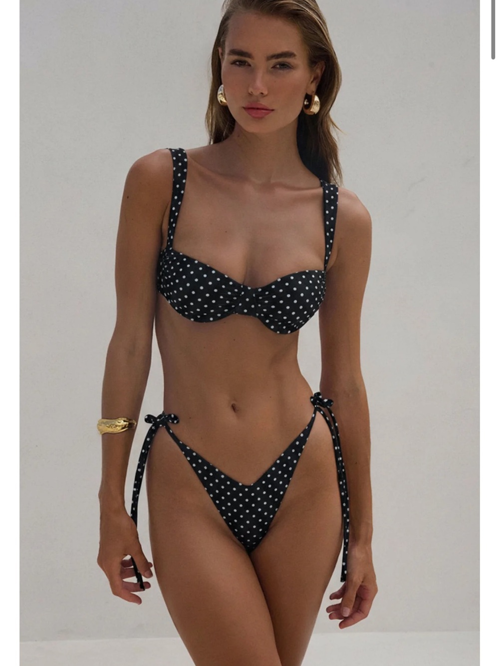 Hard Swimwear Black Chloe Polka Dot Tie-Side Bikini